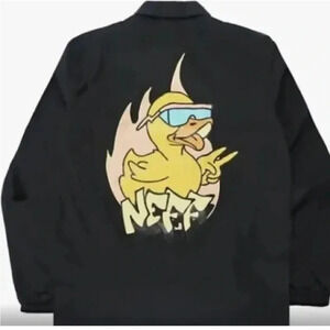 New Neff Jacket Mens Large Windbreaker Black Lightweight Snowboard